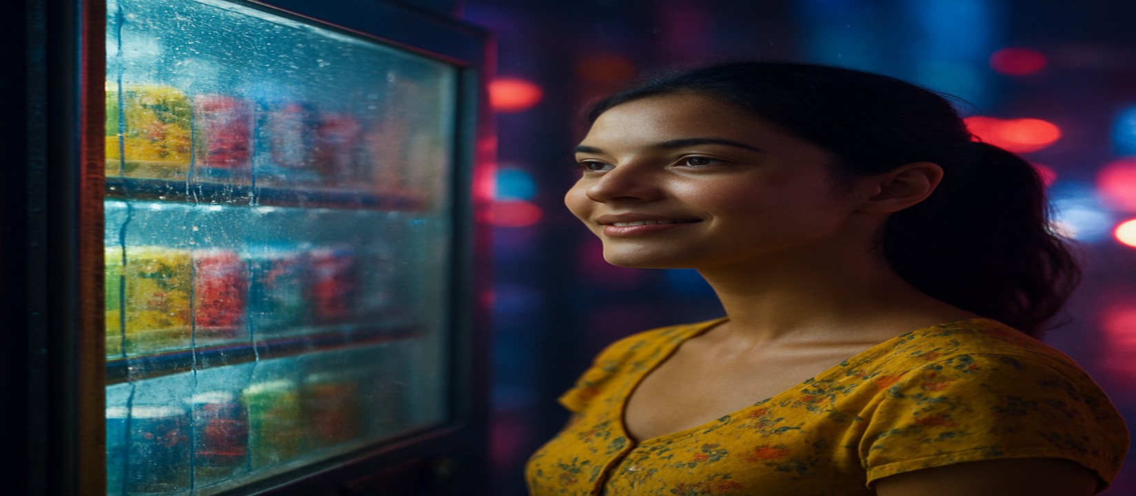 উজ্জ্বল 3999bit গেমিং প্ল্যাটফর্মের পরিবেশে আর্কেড মেশিনের পাশে হাসিখুশি এক তরুণী